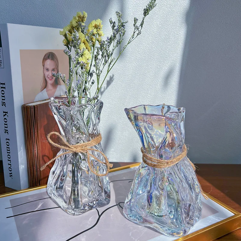 

Nordic Ins Wind Glass Vase Decoration Living Room High-quality Transparent Water-raising Flower Arrangement Tulip Decoration