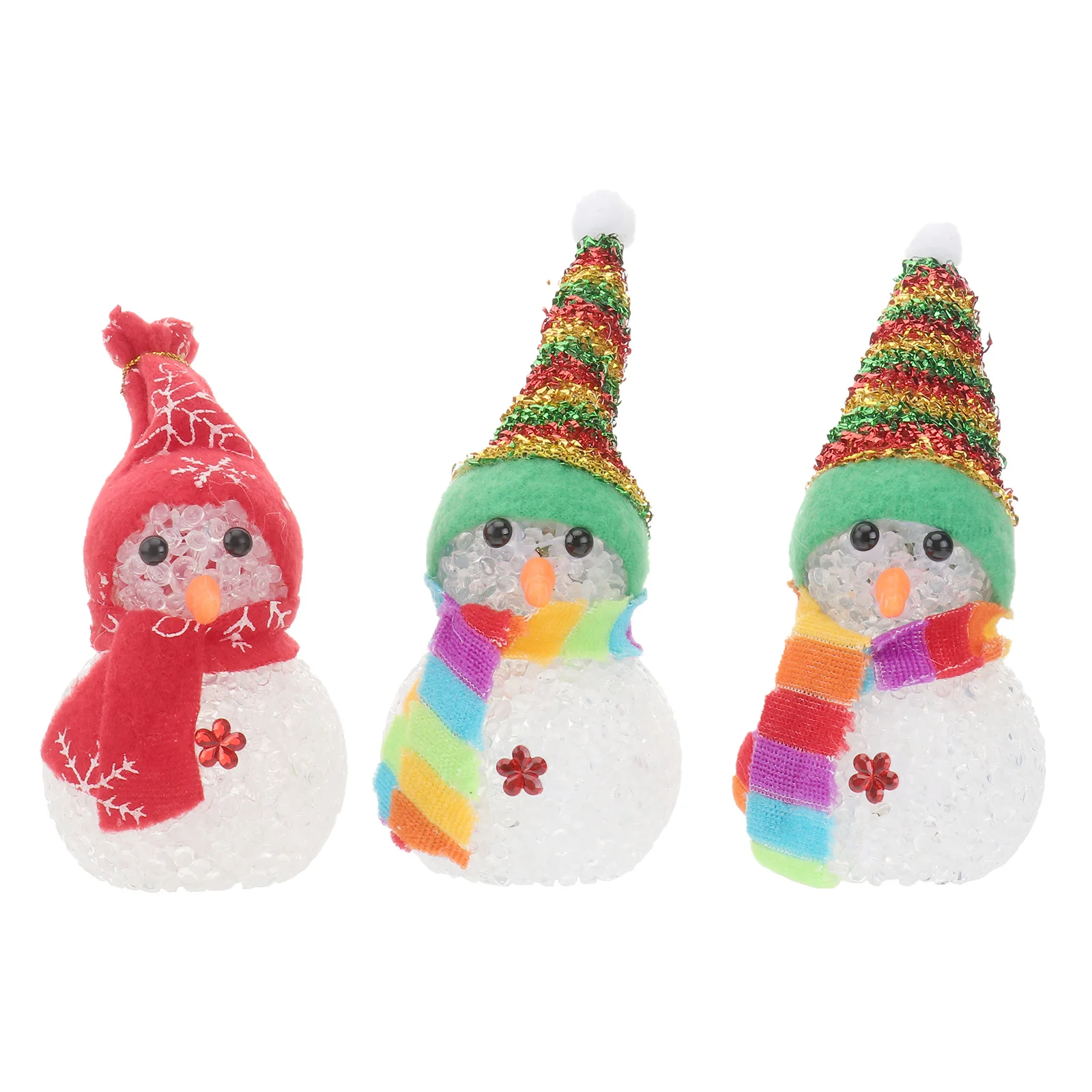 

1 Set 3 Pcs Christmas Luminous Crystal Snowman Adornments (Random Color)