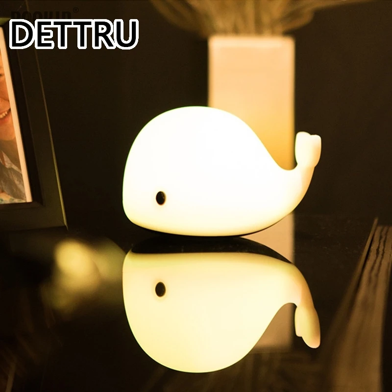 

Детская цветная силиконовая лампа в виде дельфина, с зарядкой от USB