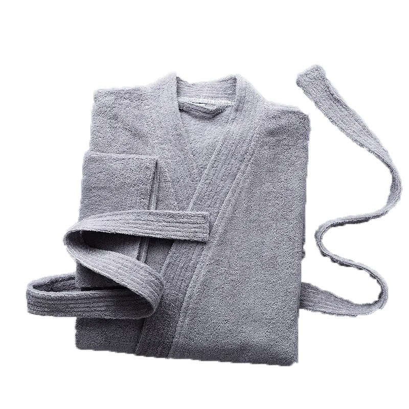 Women's Terry Bathrobe Long Sleeve 100% Cotton Ladies V Neck Kimono With Sashes Towel Robe Autumn Winter Dressing Gown Female