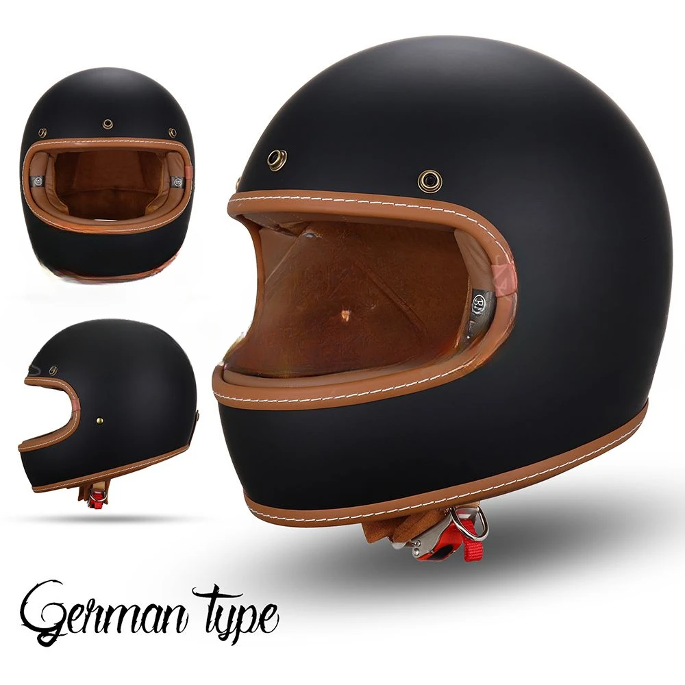 Шлем мотоциклетный в стиле ретро небольшой шлем из стекловолокна всесезонный с