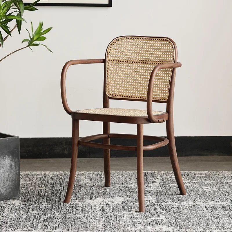 Chaise Bois Французский бистро Скандинавские обеденные стулья из цельного дерева с