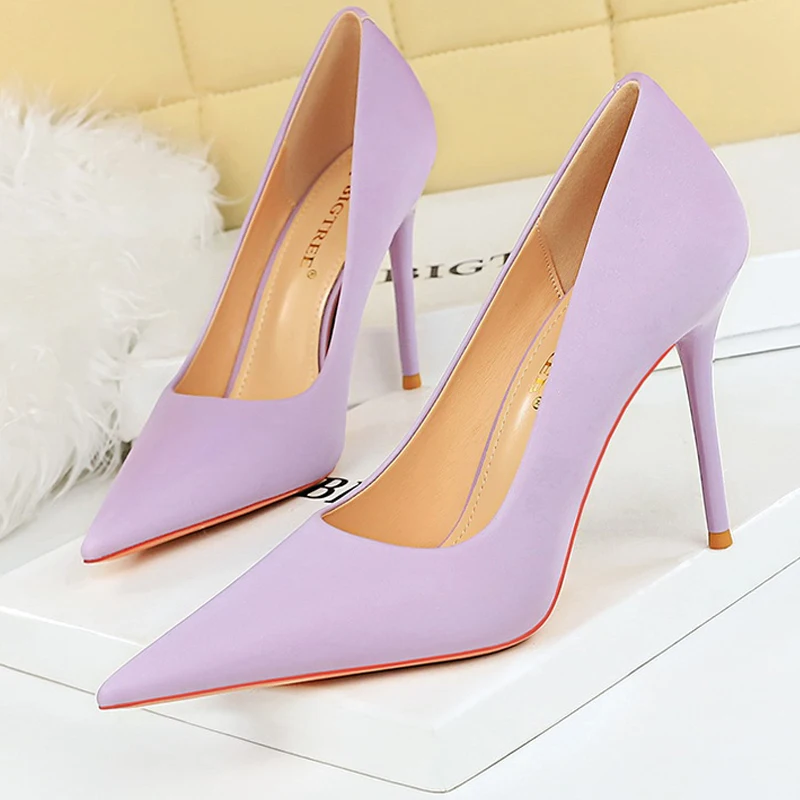 

BIGTREE Shoes 2023 New Women Pumps Pointed High Heels Stilettos 10 Cm Silks Satins Ladies Heels Sexy Party Shoes Wedding Shoes