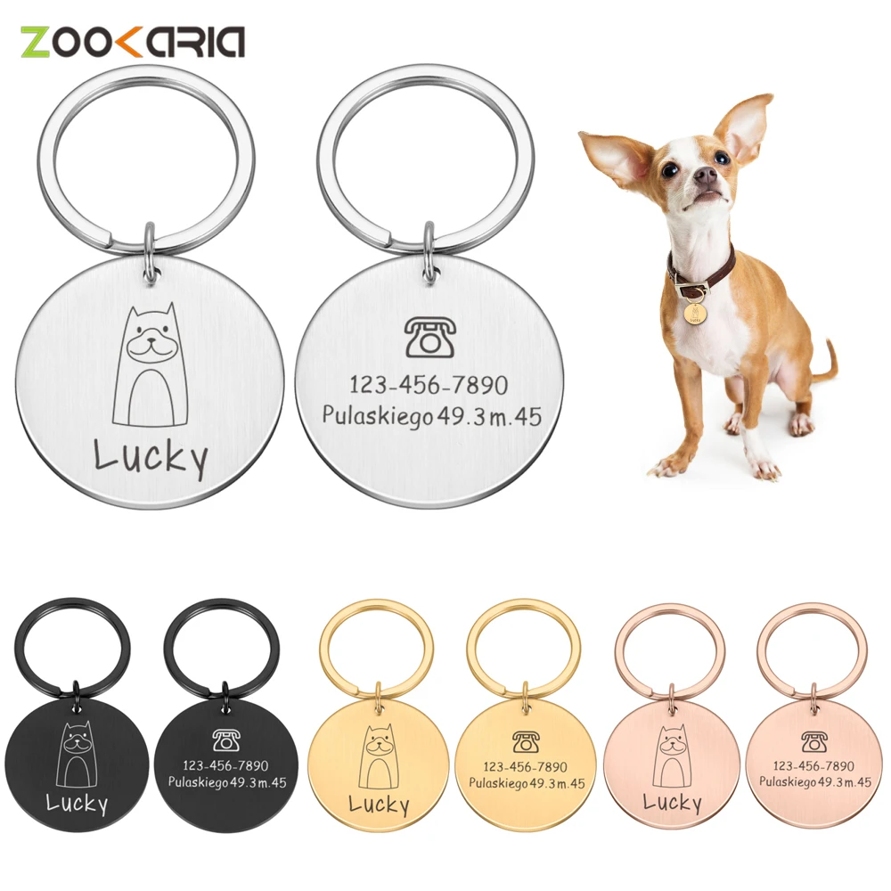 

Wholesale Personalised Funny Pets Dog ID Tag Pet Name Collars Free Engraved Dog Cat ID Tags Collar Cats Dog Accessories Products