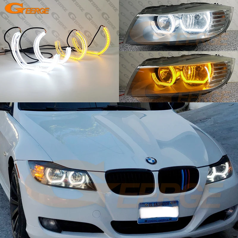 For BMW 3 Series E90 E91 LCI 2009 2010 2011 2012 Ultra Bright A/W Switchback DTM M4 Style Led Angel Eyes Kit Halo Rings