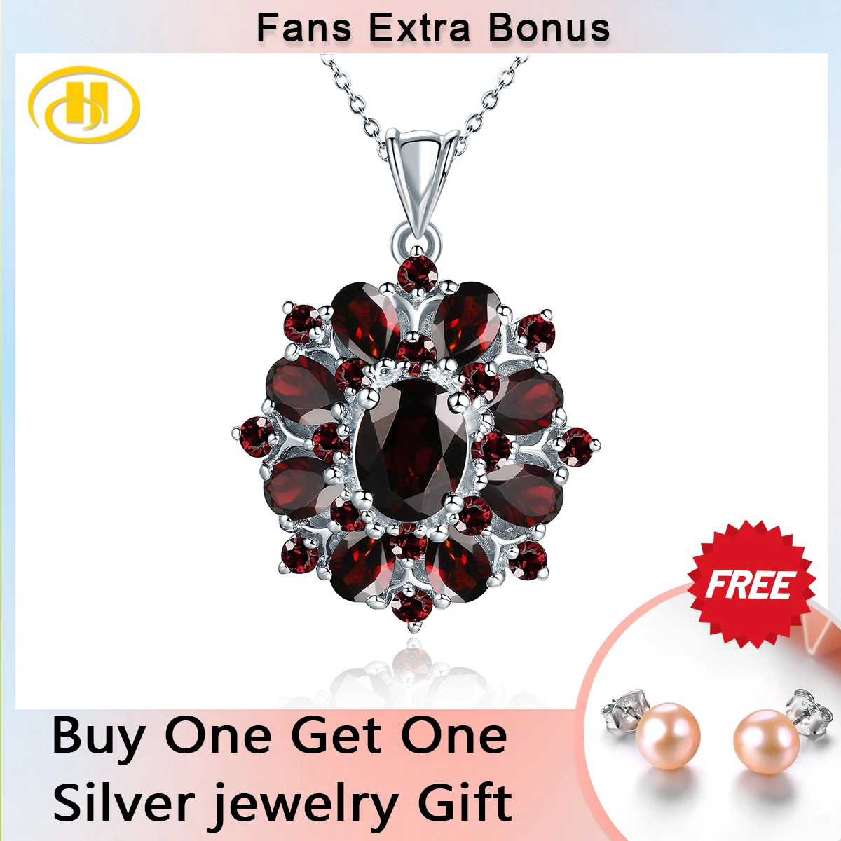 Hutang 7.54ct Natural Black Garnet Pendant, 925 Sterling Silver Necklace Fine Gemstone Jewelry for Women, Gift for Christmas