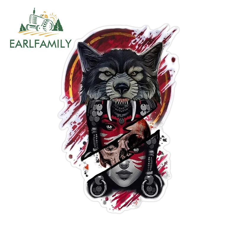 EARLFAMILY 13 см x 8 3 сердитая голова волка автомобильные наклейки гейша череп японская