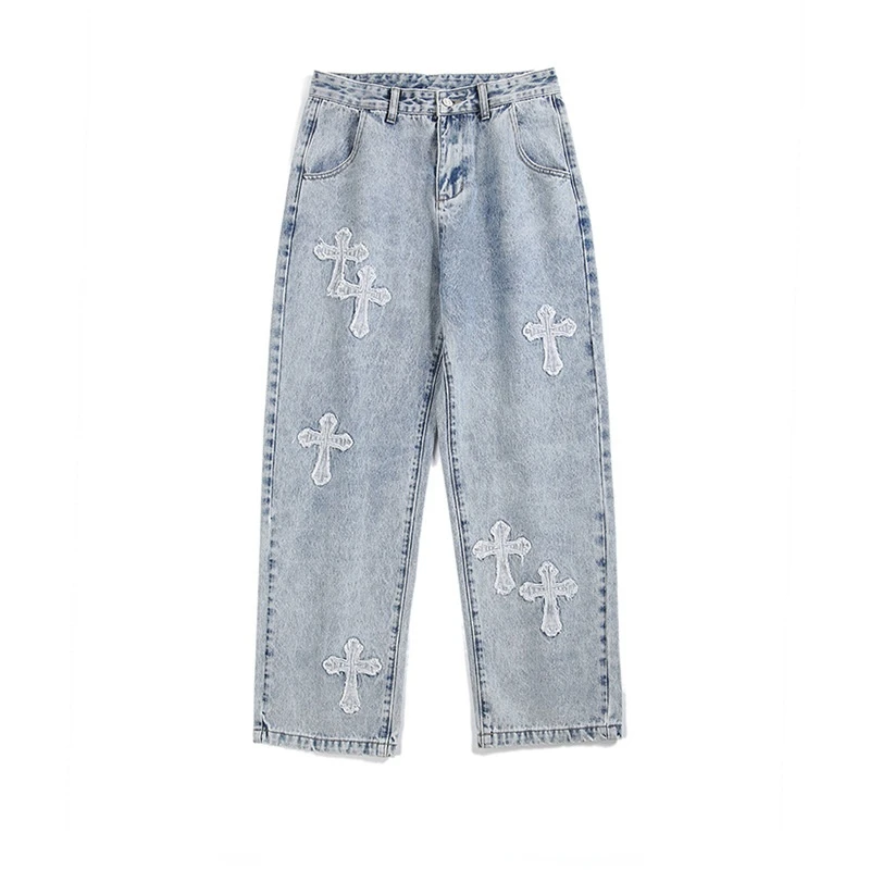 

Vintage Distressed Splash Ink Flare Jeans Mens Streetwear Patchwork Hip Hop Graffiti Heavy Wash Blue Slim Fit Denim Pants Men