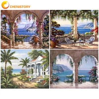 chenistory modern painting by numbers paint kit pictures by numbers arch costal landscape painting numbers adults crafts gift