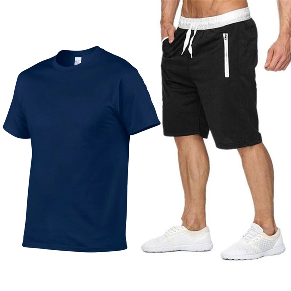 

2023 Summer Casual Tops T-shirt+Bermuda Shorts Suit Tracksuit Set Sportswear Jogging Pants T-shirt 2 PC Streetwear Tshirts
