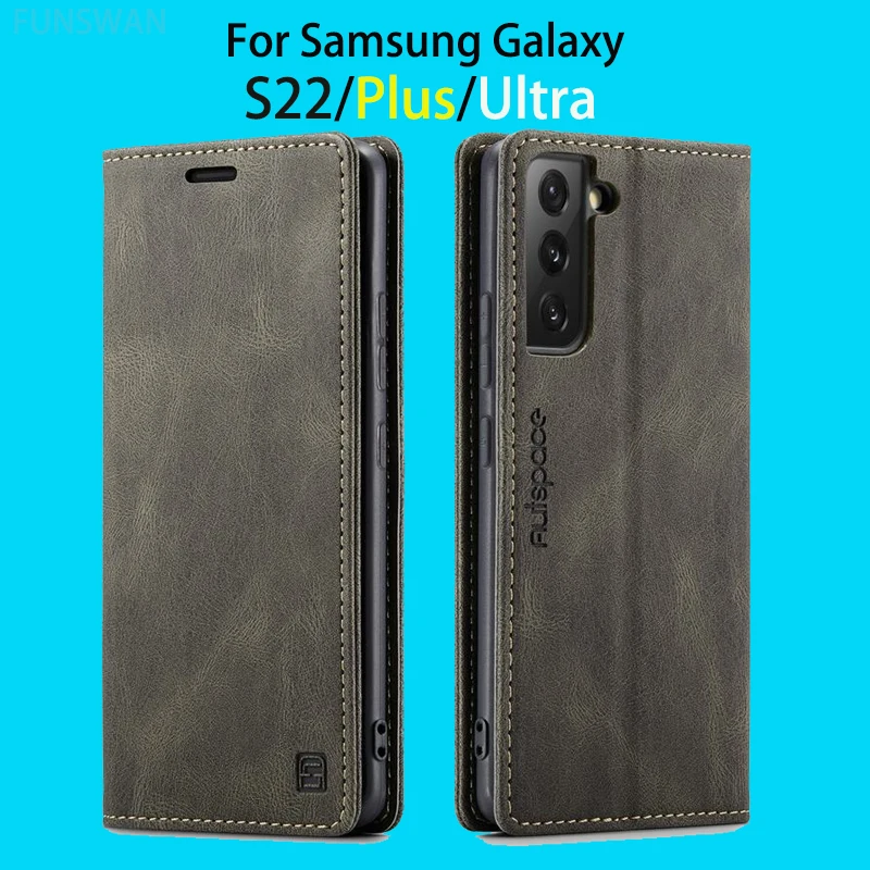 

Leather Case For samsung Galaxy S22 Ultra Plus Magnetic Flip Luxury Silicone Wallet Phone Back Cover For Samsung S 22 Plus Cases