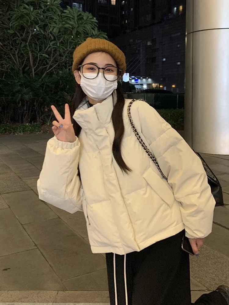 

2022 New Winter Women's parkas Coats Korean Warm Elegant Thick Blue Loose Casual Simple Puffer Jacket Fashion Student Outwear