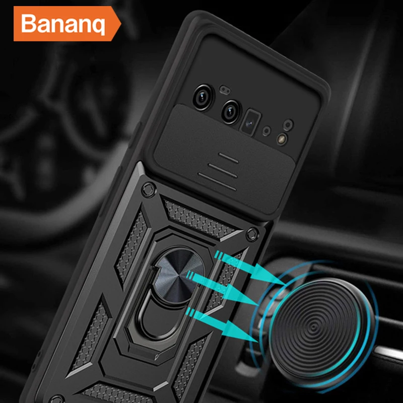 

Bananq Car Stand Magnetic Case for Google Pixel 6 Pro Lens Protection Shockproof Armor Cover