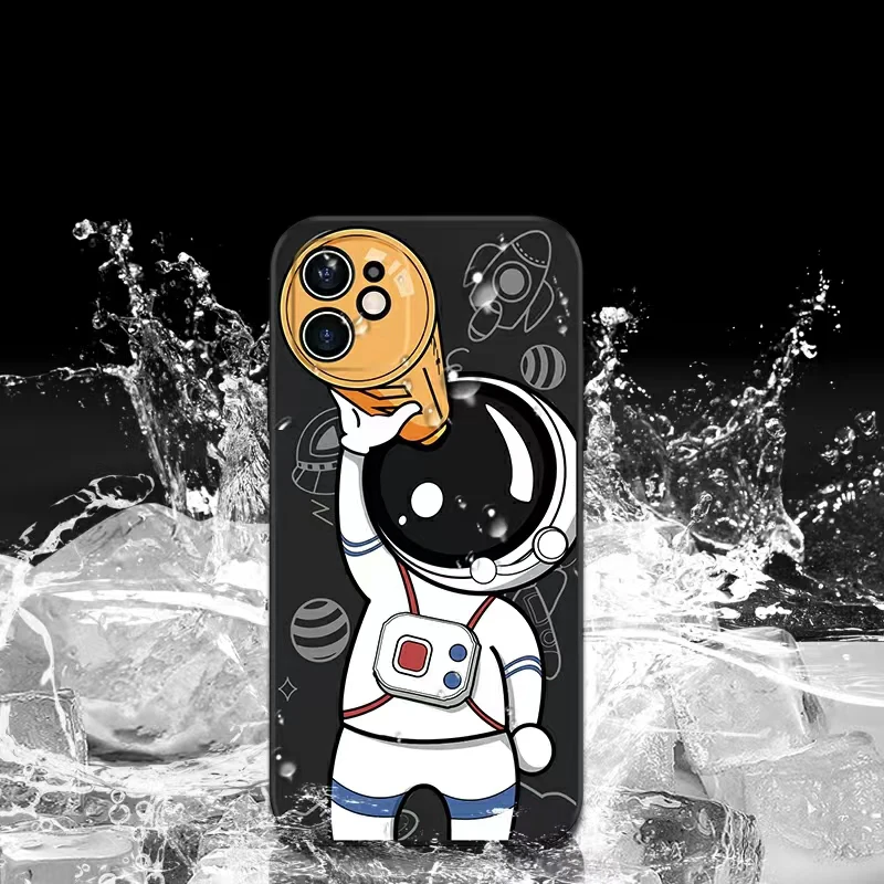 square bumper silicone case for oneplus nord ce 2 5g cartoon space astronaut phone cover for oneplus 19 8t 8 pro 9r 10 pro free global shipping