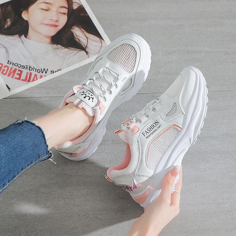 Women Air Mesh Breathable Walking Women Sport Running Sneakers Comfortable White Fashion Casual Style Chaussure Femme Mujeres