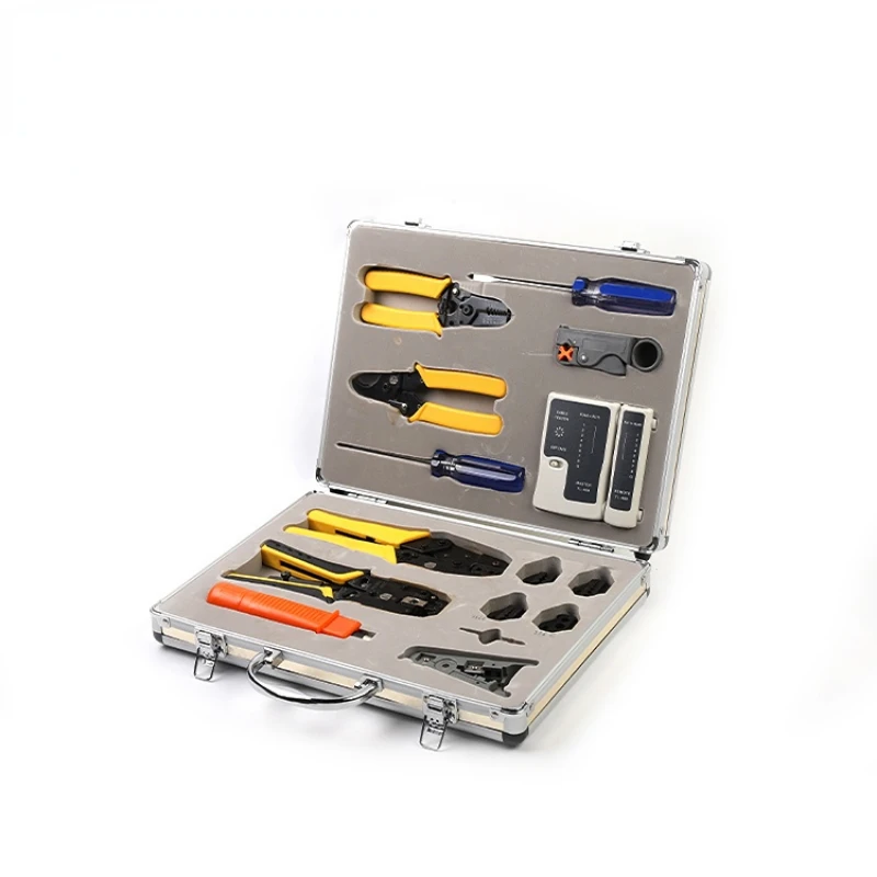 

Network Coaxial Tool Kit Set with Crimp Punch Strip Cut Tool Tester