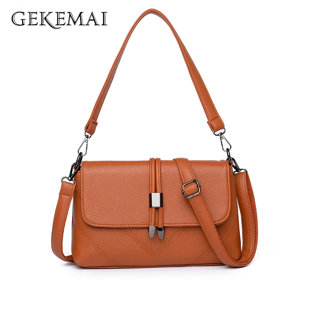 

Luxury Designer High Quality Leather Ladies Shoulder Bags Solid Color Design Small Women's Underarm Bag New Women Messenger Bags