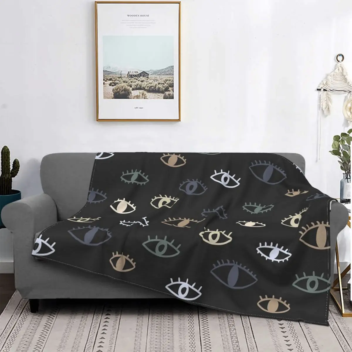 

Evil Eye Pattern Blankets Flannel Beautiful Lightweight Portable Throw Blankets for Bedding Outdoor Travel Office Bedspreads