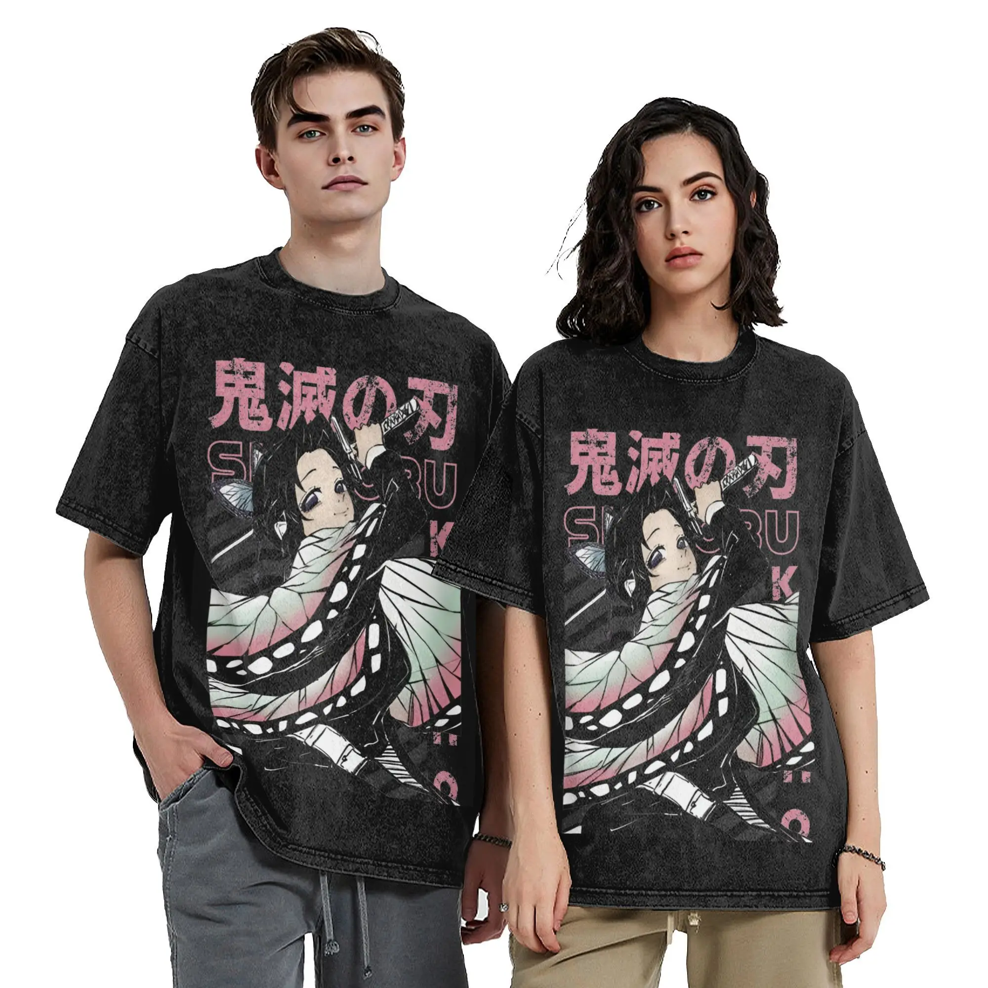 Shinobu Kochoo Demoned Slayered Washed футболки уличная одежда в стиле хип-хоп крутые топы мужские