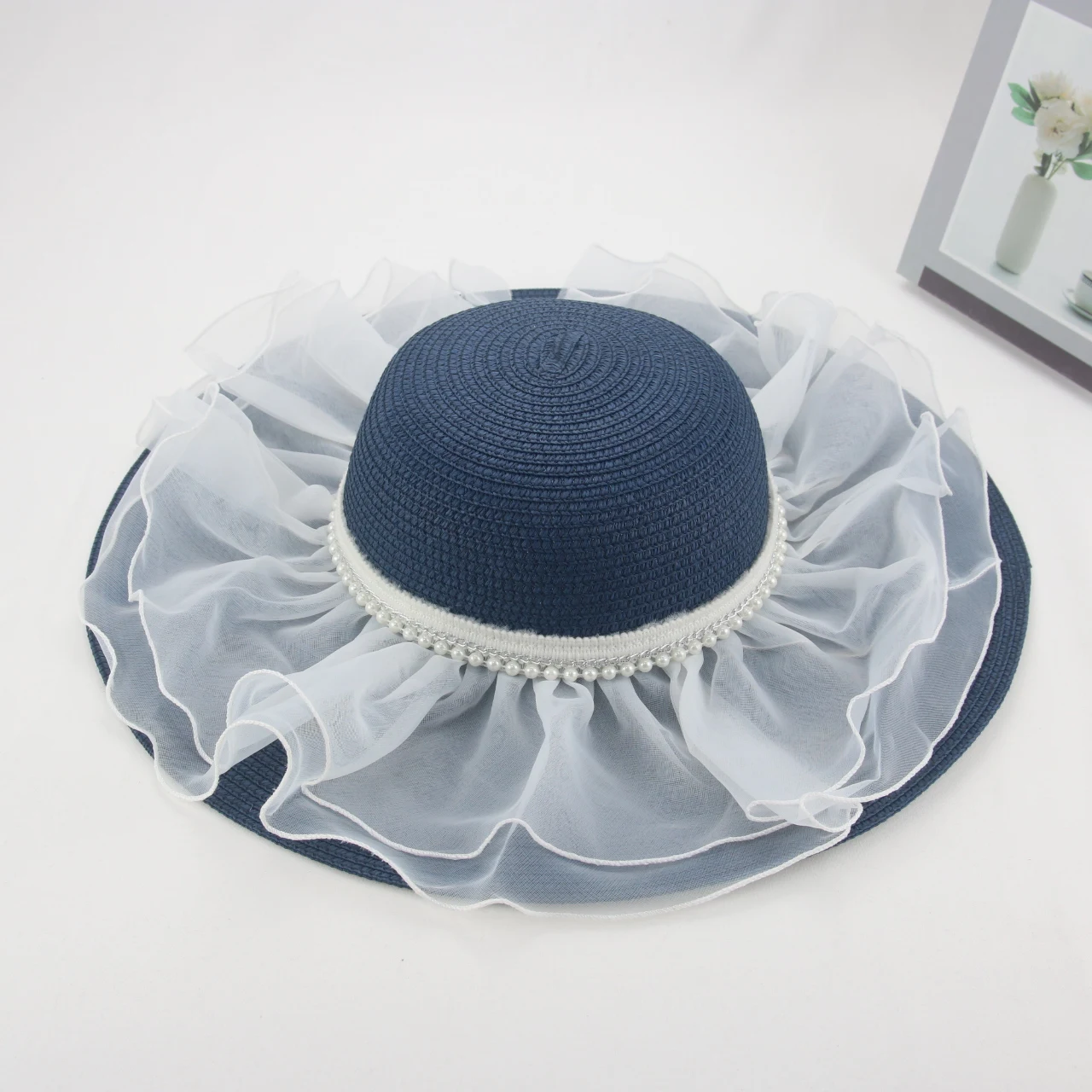 

Hat Bucket Hat Beach Big Brim 11cm Solid Yarn Mesh Outdoor Sun Protection Flat Dome White Black Hats for Women Casquette Femme