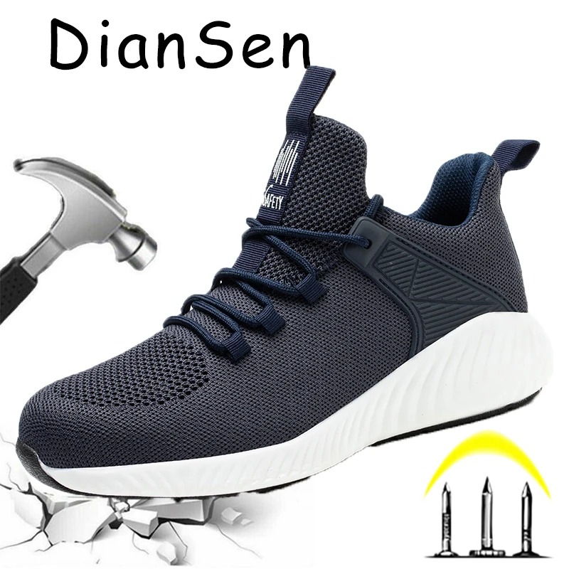 

DianSen men anti smashing safety shoes warm winter work shoes with fur inside anti puncture work boots insulated shoes