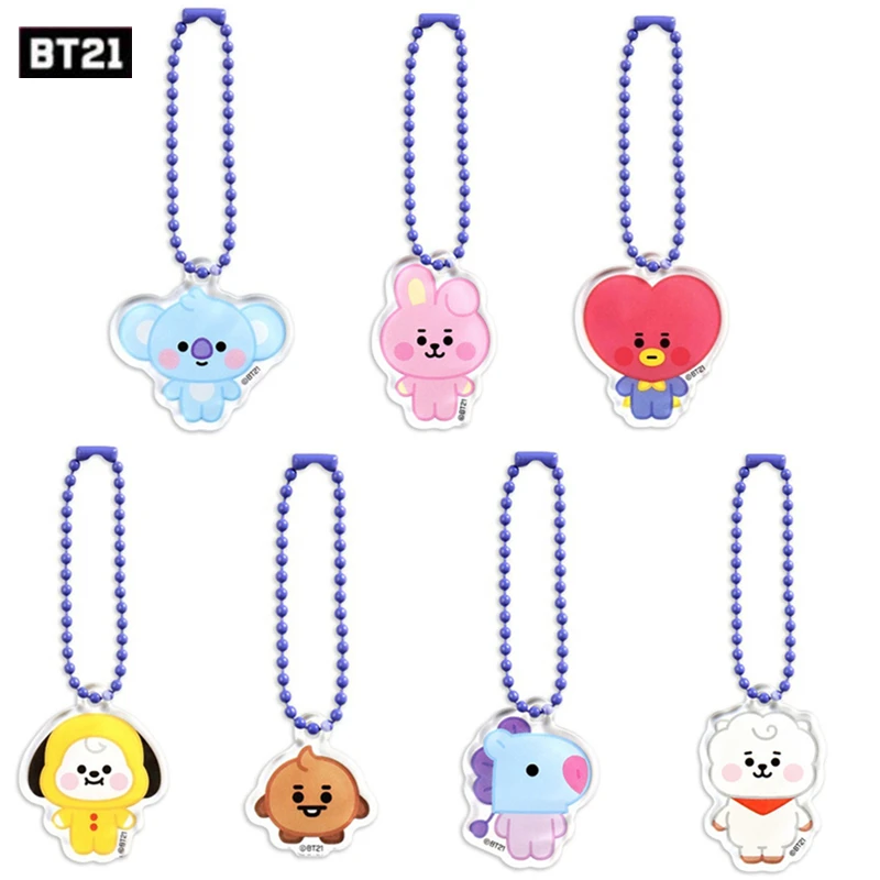 

Милый корейский брелок с супер звездой Kpop мультяшный Bt21 с животными акриловая подвеска для монет кошелек аксессуары брелок сумка Украшение