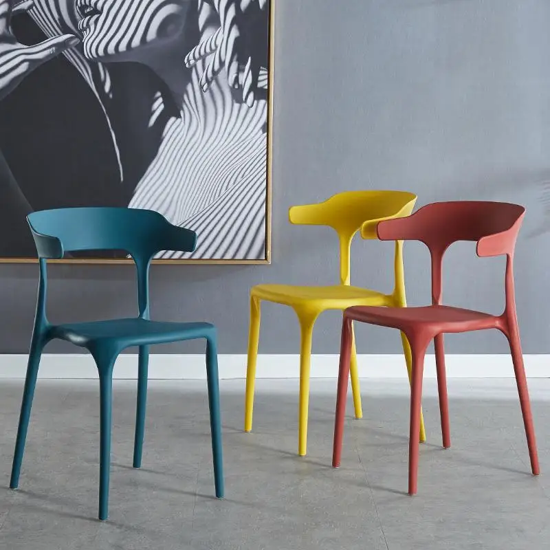 

Modern Dining Chairs Nordic Plastic Mobile Comfortable Minimalist Office Chairs Backrest Sedie Da Pranzo Library Furniture