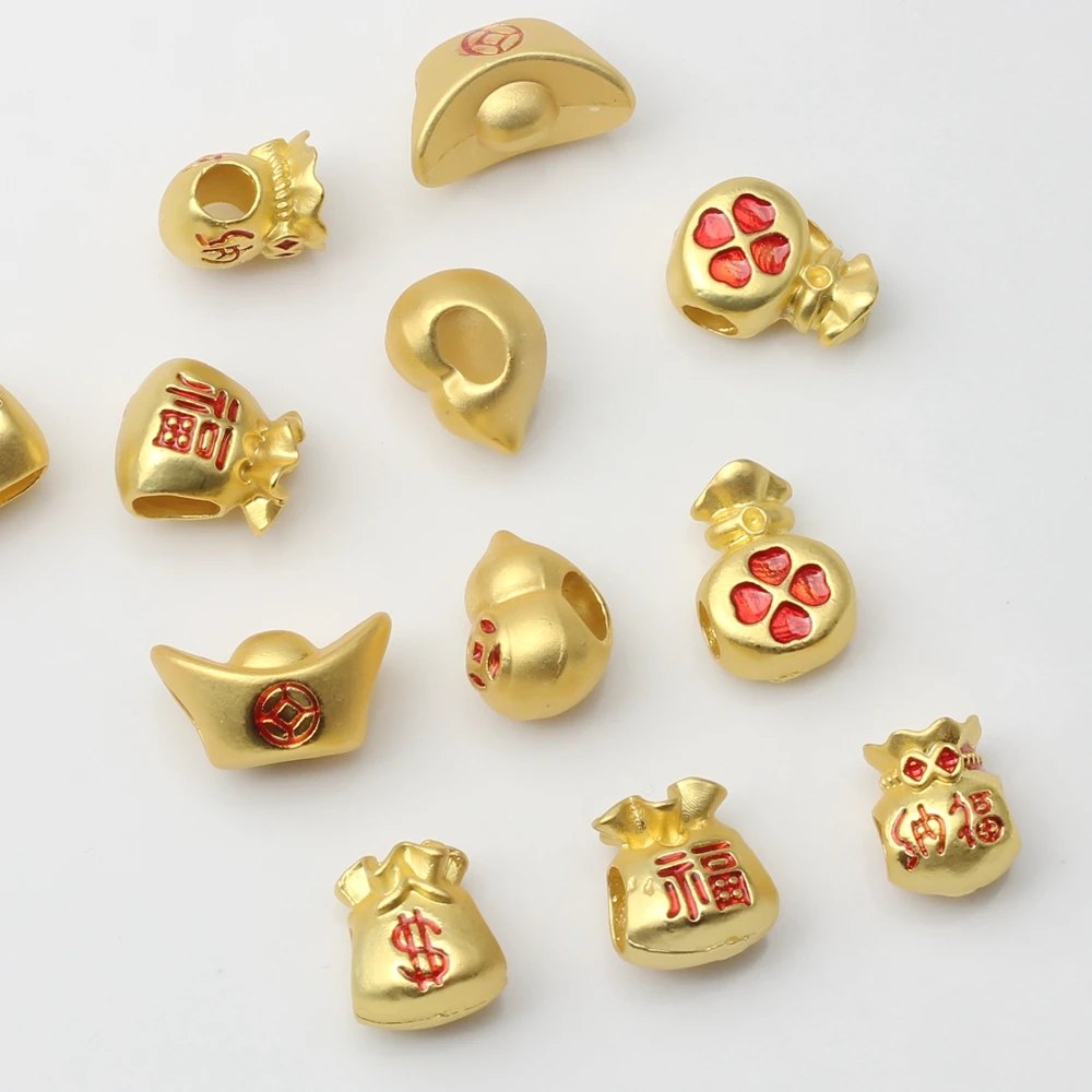 

Zinc Alloy Chinese Style Enamel Ingot Luck Bag Spacer Beads 10pcs/lot For DIY Fashion Necklace Jewelry Making Finding Accessorie