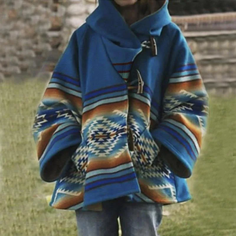 

2022 wool top printed long sleeve hooded women's coat