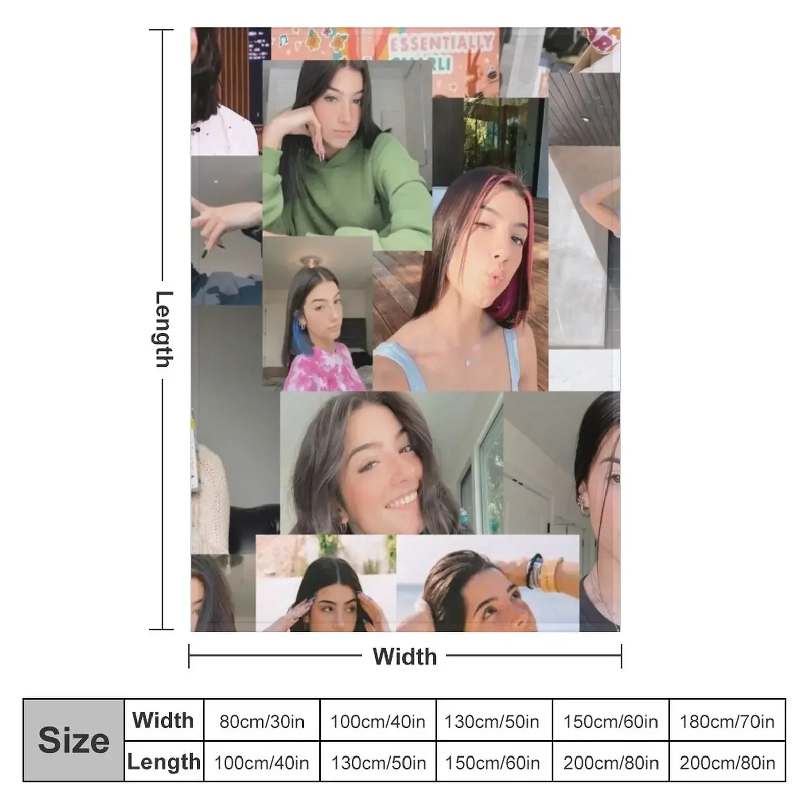 Одеяло с коллажем Charli Dɺmelio декоративное термозабавный подарок