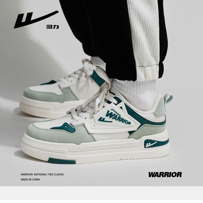 Warrior Fashion Low Top Women Shoes 2023 Thick Sole Casual Sneakers Walking Pu Leather Sewing Matching Trainers Star Same