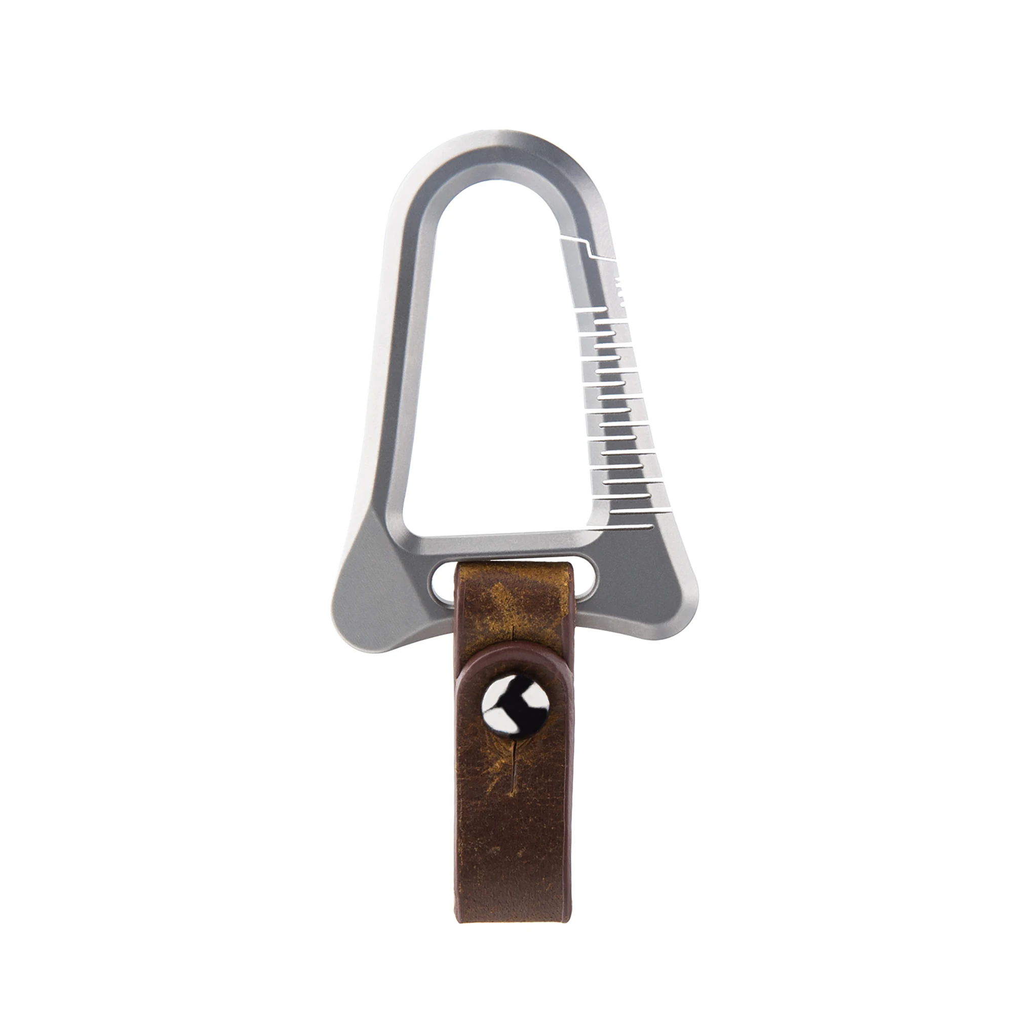 

Fine leather TC4 Ti missile war head keychain Solid titanium snap Lock quick release Carabiner Key ring Safety Hook EDC FOB