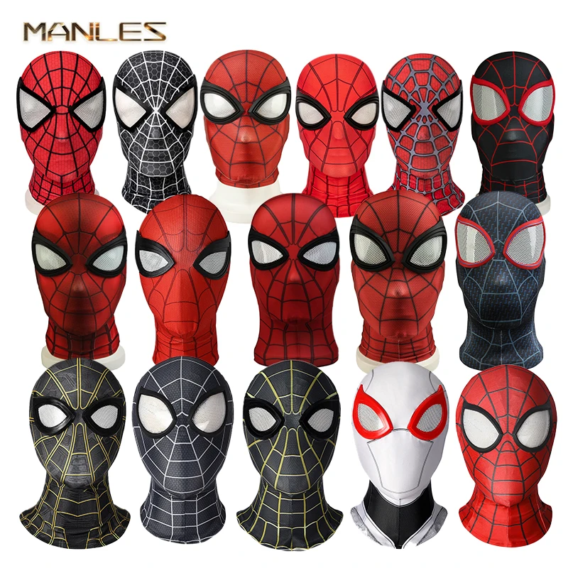 

Шлем Супергероя человека-паука в стиле куплета Человека-паука шапка Майлса Моралеса костюм Питера Паркера шлем человека-паука зентай