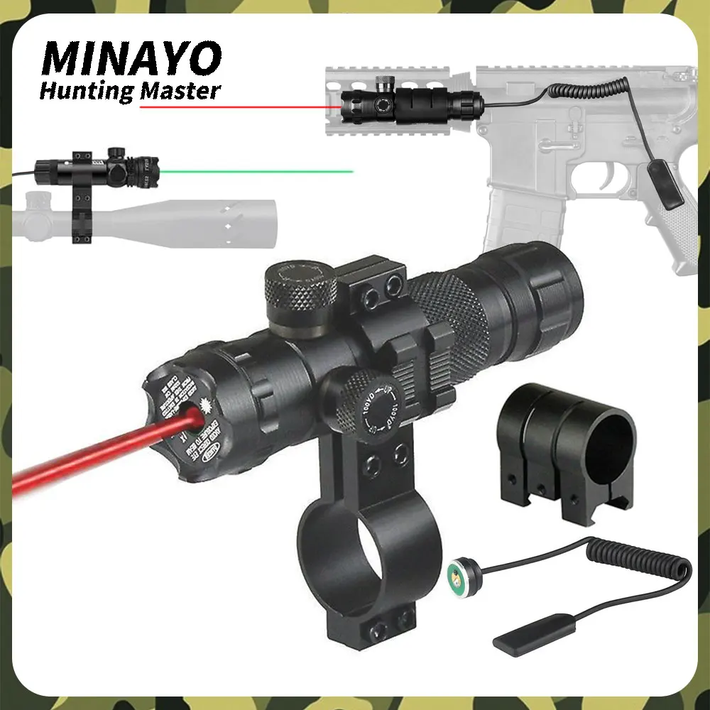 

Tactical Green/Red Laser Dot Sight 532nm Adjustable Rifle Gun Scope with 20mm Picatinny Rail & 25mm Ring Barrel Mounts Hunting