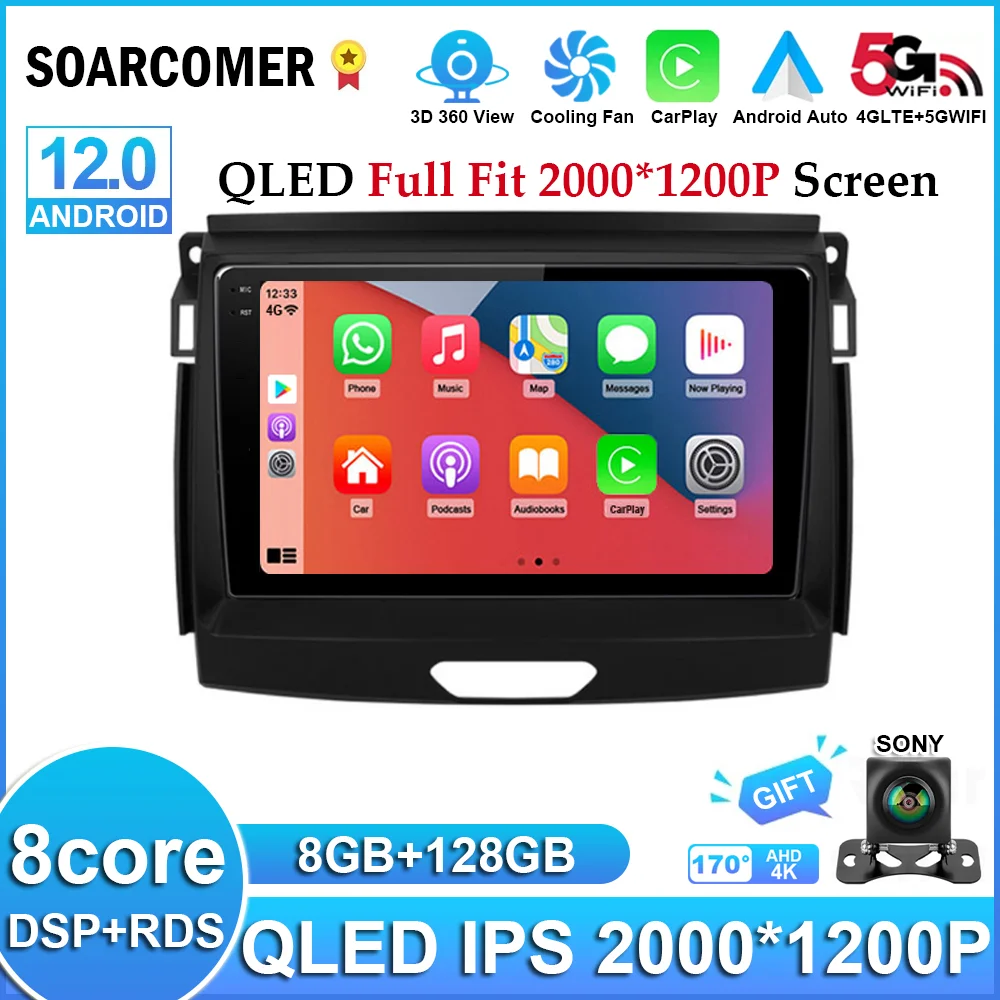 Android 12 для Ford Ranger 2015 2016 2017 2018 2019 2020 автомобильное радио мультимедийный плеер GPS