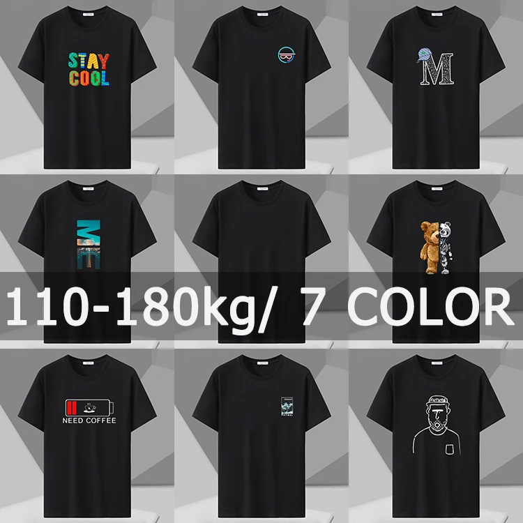 Мужская футболка с принтом размера плюс 110-180 кг свободная короткими рукавами