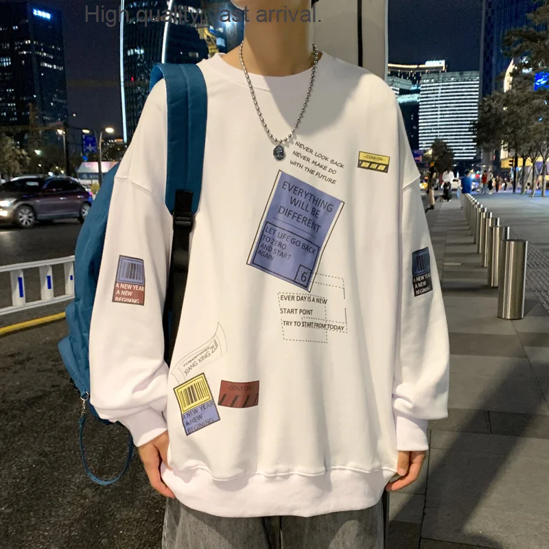 

Новый свитер с капюшоном для мальчиков модный бренд в гонконгском стиле с круглым вырезом свободная модная подходящая ко всему одежда на ве...