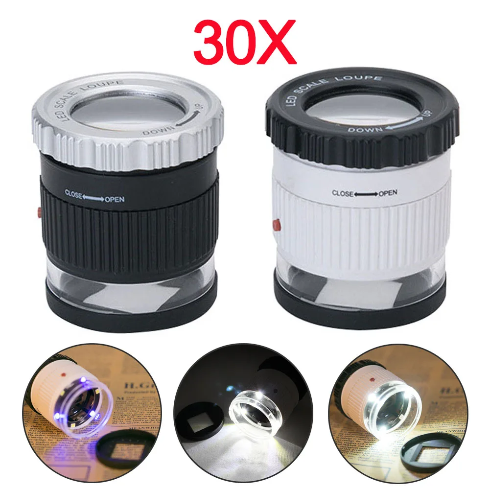 

Ручной штатив для ювелирных изделий, мини-Лупа со светодиодной УФ-лампой, 30X