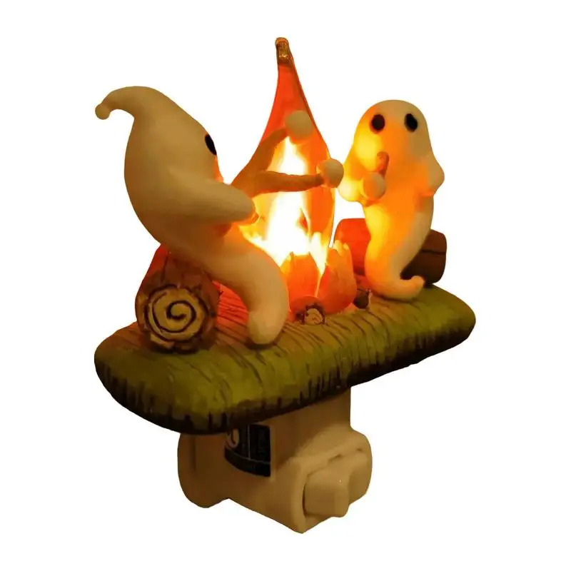 Фото Новинка 2024, украшение на Хэллоуин, привидение, костра, ночник, вилка для ЕС, США, Великобритании, Австралии, Забавный Симпатичный дизайн, лампа для украшения дома №2