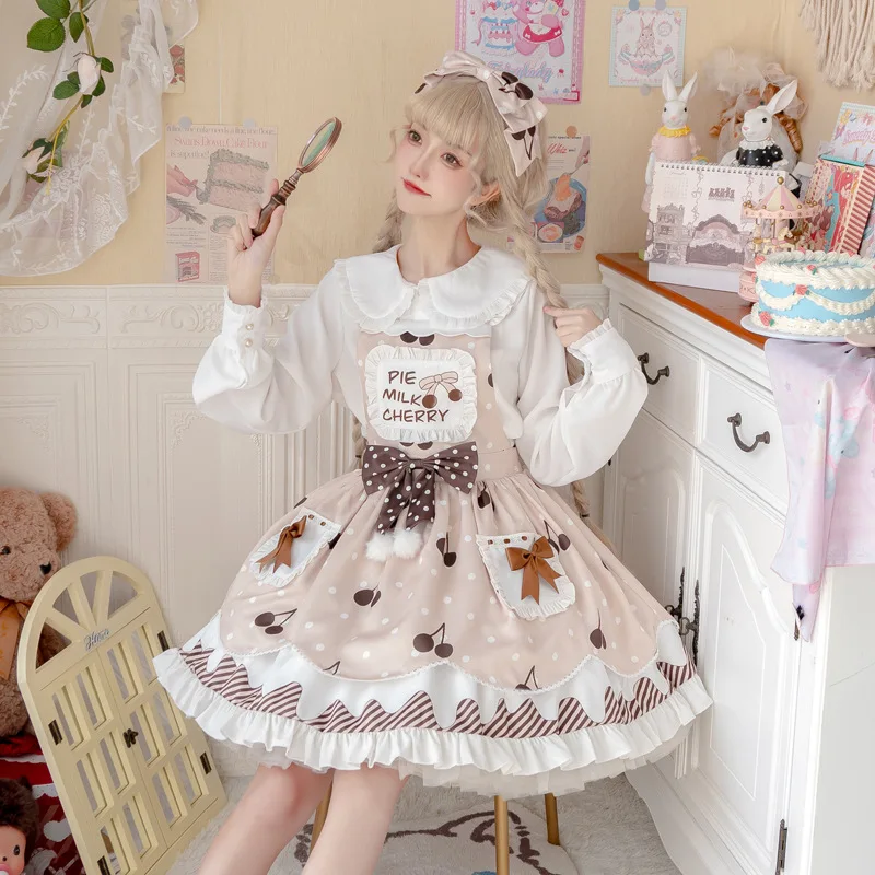 

[Cherry Pie] Kawaii Harajuku High Waist Princess Dress Sweet Lolita Dress Tea Party Sleeveless JSK Dress Fairy Vestidos