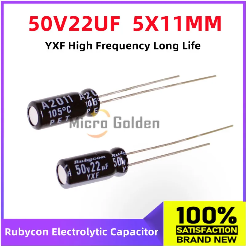 

(10pcs) Rubycon Imported Electrolytic Capacitor 50V22UF 5X11MM Japanese Ruby YXF Long Life High-Frequency capacitance 22UF 50V
