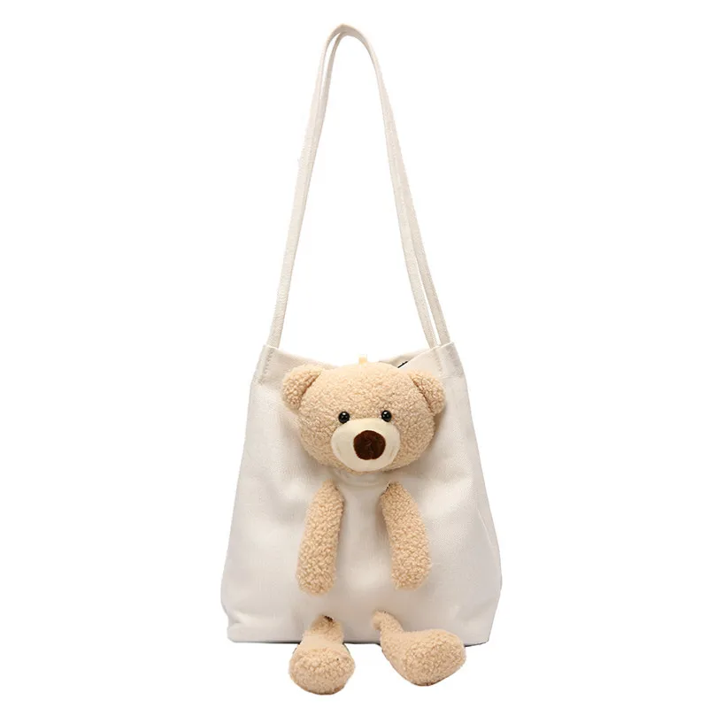 

Autumn Bear Bag Female New Fashion Canvas Bag Female Shoulder Tote Bag Student Handbag