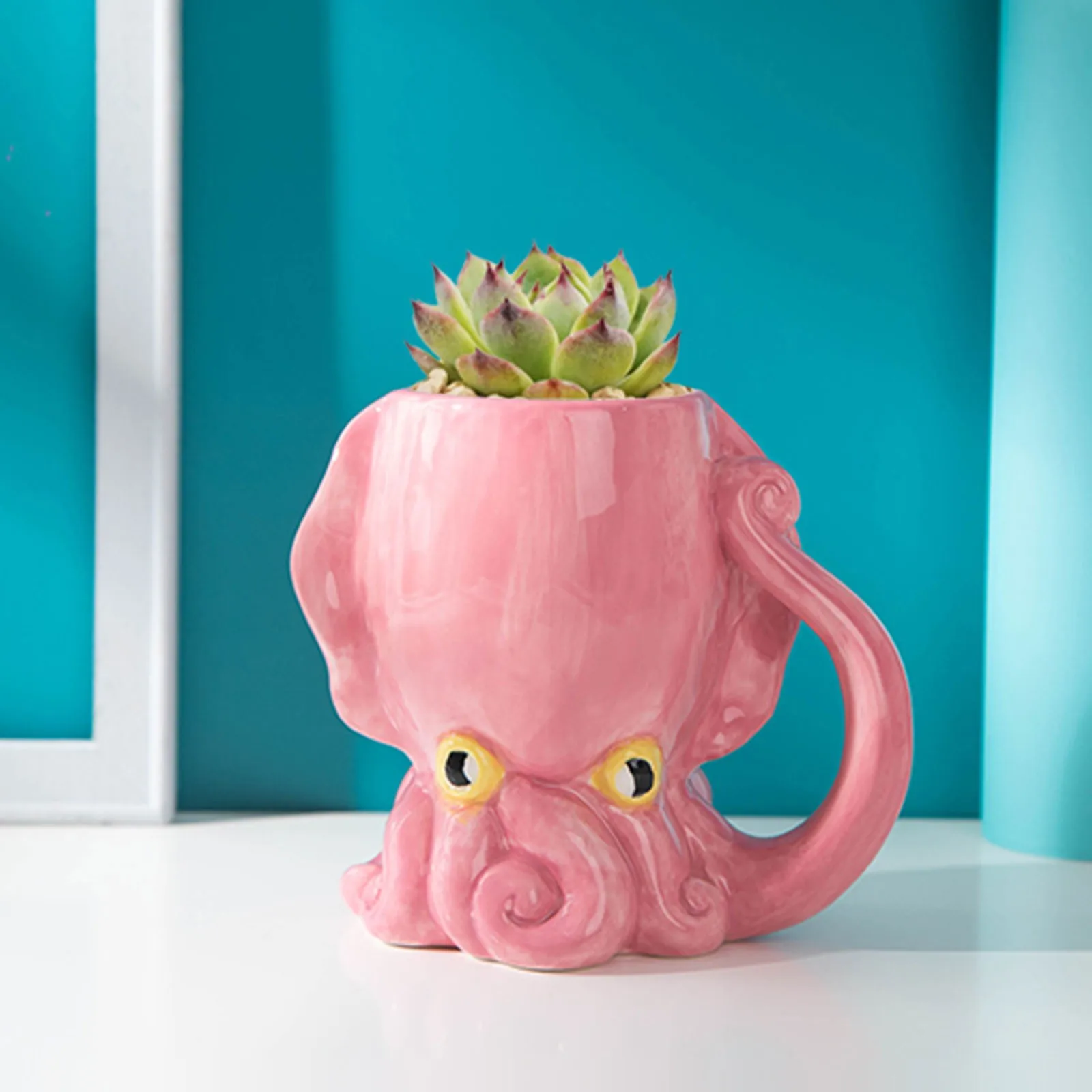 Ceramic Cup 3d Cup Cartoon Modeling Cup Large Capacity Mug Teal Drinking Glasses Coffee Cup Set with Words