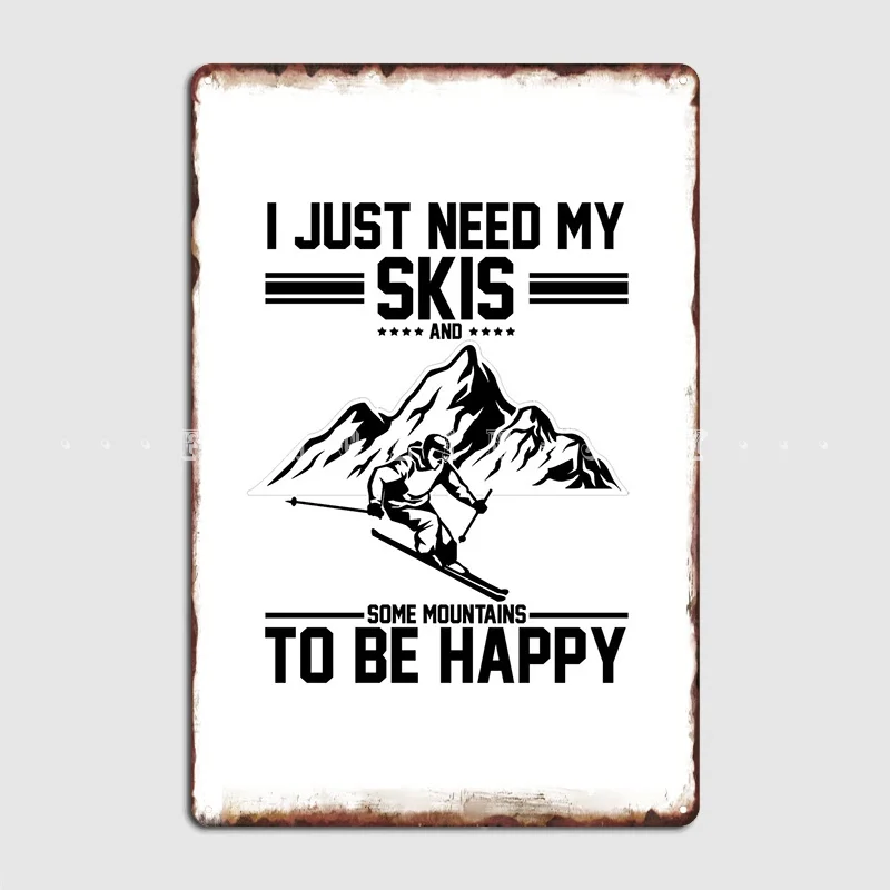 Ski Gift Ideas Skiing Skis Metal Plaque Poster Wall Cave Pub Garage Mural Painting Vintage Tin Sign Poster