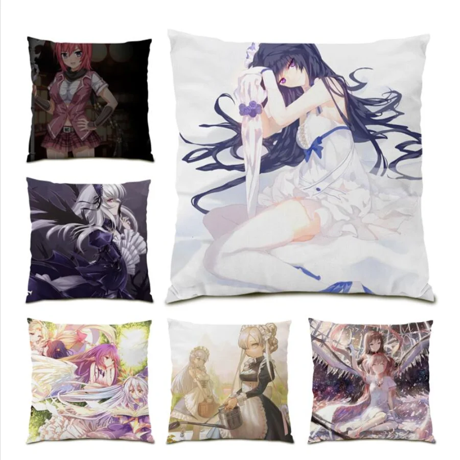 

Decoration Home Cushion Cover 45x45 Kawaii Japanese Beautiful Girl Decoration Velvet Pillow Case Polyester Linen Cartoon E0670