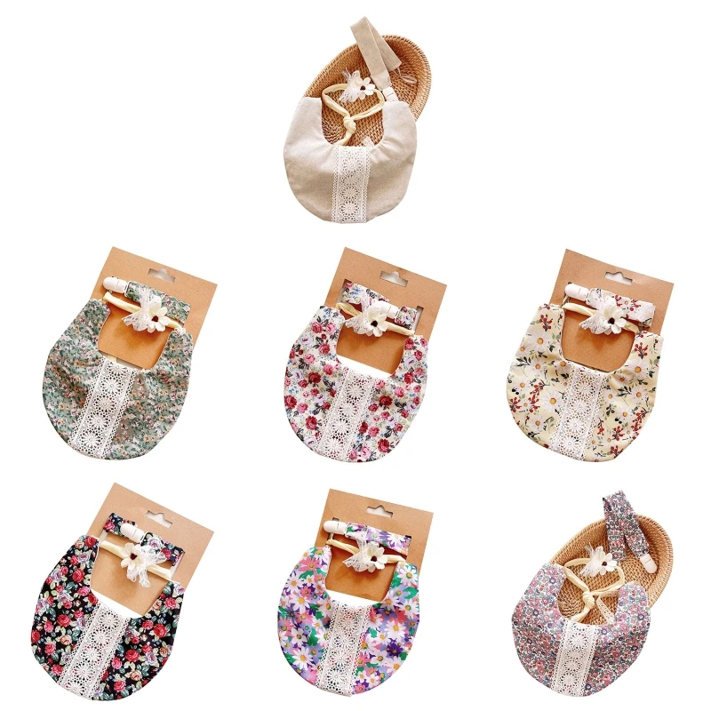 

3x слюнявчик для новорожденных с цветочным принтом цепочка для соски повязка на голову детские слюнявчики