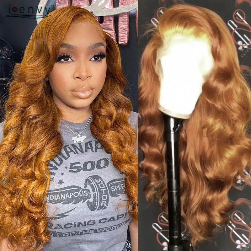 Ginger Blonde Body Wave Human Hair Wigs Pre Plucked Baby Hair Colored Lace Front Wigs Orange Brown Hd Lace Frontal Wig Peruvian