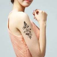 fashion women temporary tattoo sticker black flower tattoo transfer peony rose design tattoos girl arm body art sexy fake tattoo