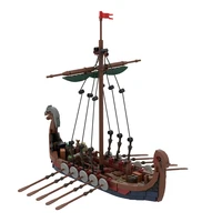 moc dragon head ship viking longship dragon boat bricks vikings ship sailing pirate ship model toy blocks child s birthday gift