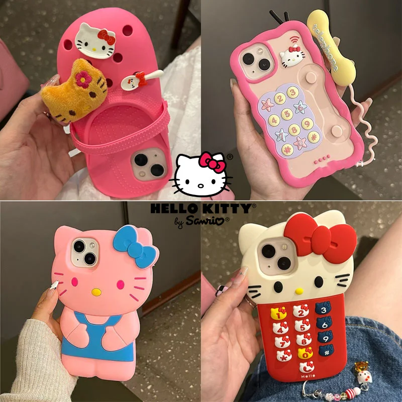 

Sanrio Hello Kitty Phone Case IPhone 14 13 12 Pro Max 2023 New Cartoon Kawaii All-Inclusive Ultra-thin Ins Silica Gel Back Cove